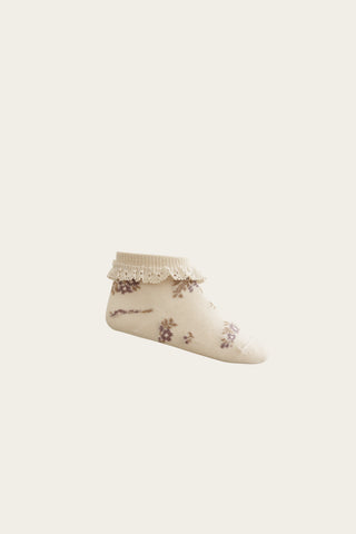 Jamie Kay - Frill Ankle Sock - Daisy Garden Taupe